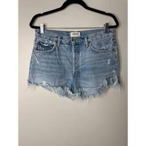 Agolde Parker Vintage Light Wash Distressed Cut-off Denim Jean Shorts 29